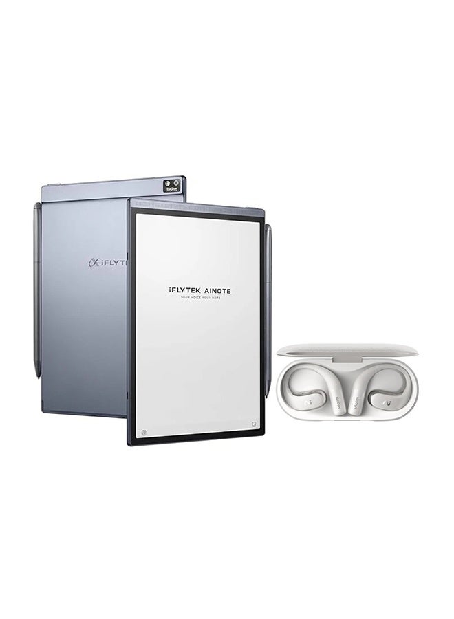 iFLYTEK تابلت AINOTE Air 2 بالحبر مع قلم ستايلس، تحويل الصوت إلى نص، ترجمة لغات، نظام أندرويد، مع سماعات Viaim OpenNote اللاسلكية للمؤتمرات الذكية مع النسخ المباشر | رمادي - Image 1